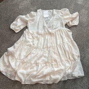 Calvin Klein Cream Womens Dress with gold accents